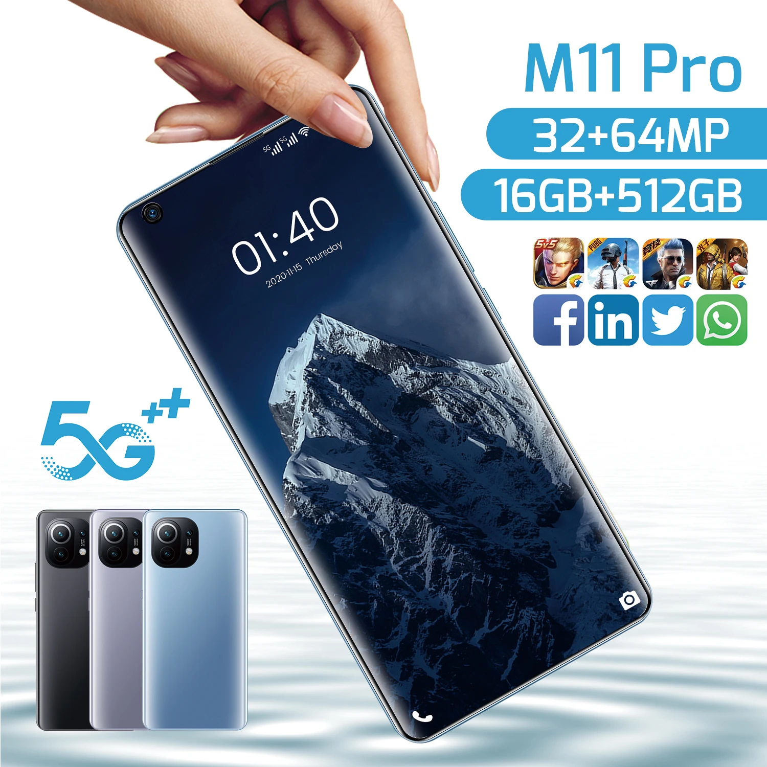 

New Arrival Smartphone M11 Pro 7.3 Inch Screen Global Version 32MP 64MP Camera Face ID 16GB 512GB 6800mAh Battery Mobile Phone