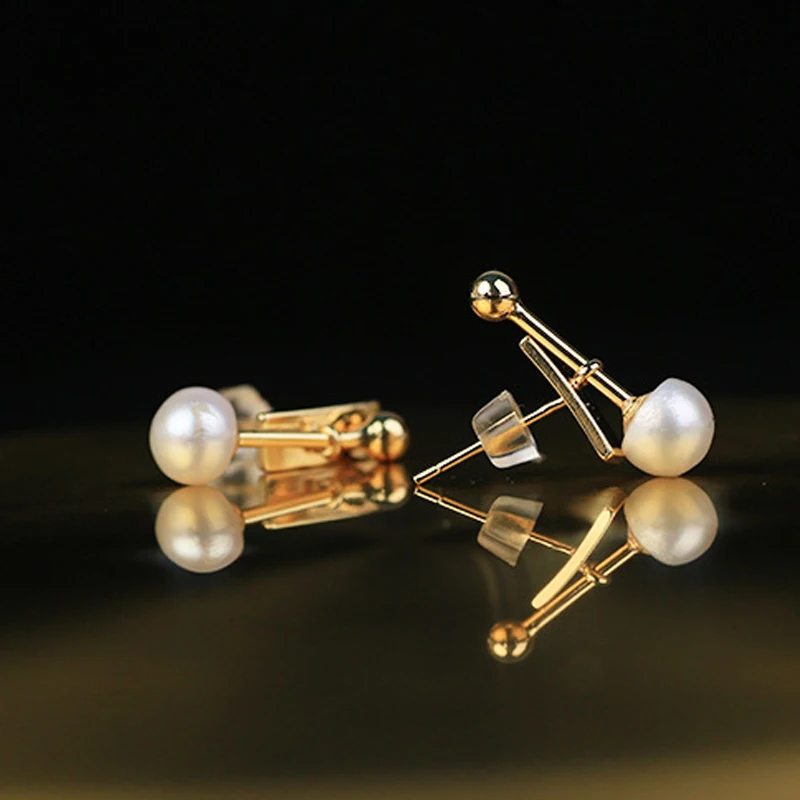 Модные корейские серьги с пресноводным жемчугом для девочек простые
