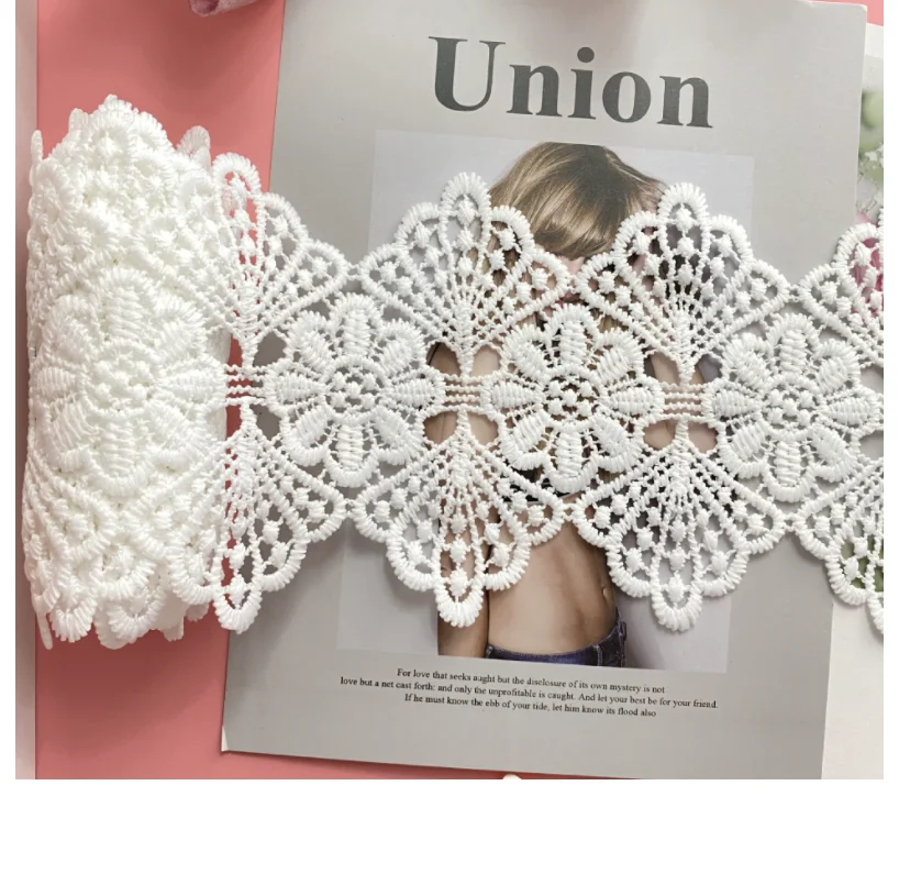 3 ярда молочный шелк Водорастворимая кружевная ткань полый белый двусторонний