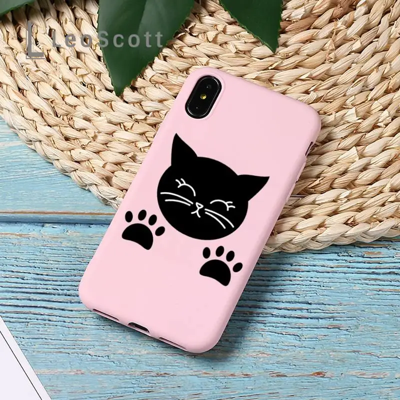 

Cute cat scratching Phone Case Candy Color for iPhone 11 12 mini pro XS MAX 8 7 6 6S Plus X 5S SE 2020 XR