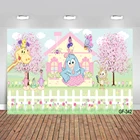 Фон для фотосъемки с изображением фермы курицы детский день рождения детский душ зеленый розовый полиэстер виниловый баннер декоративный реквизит