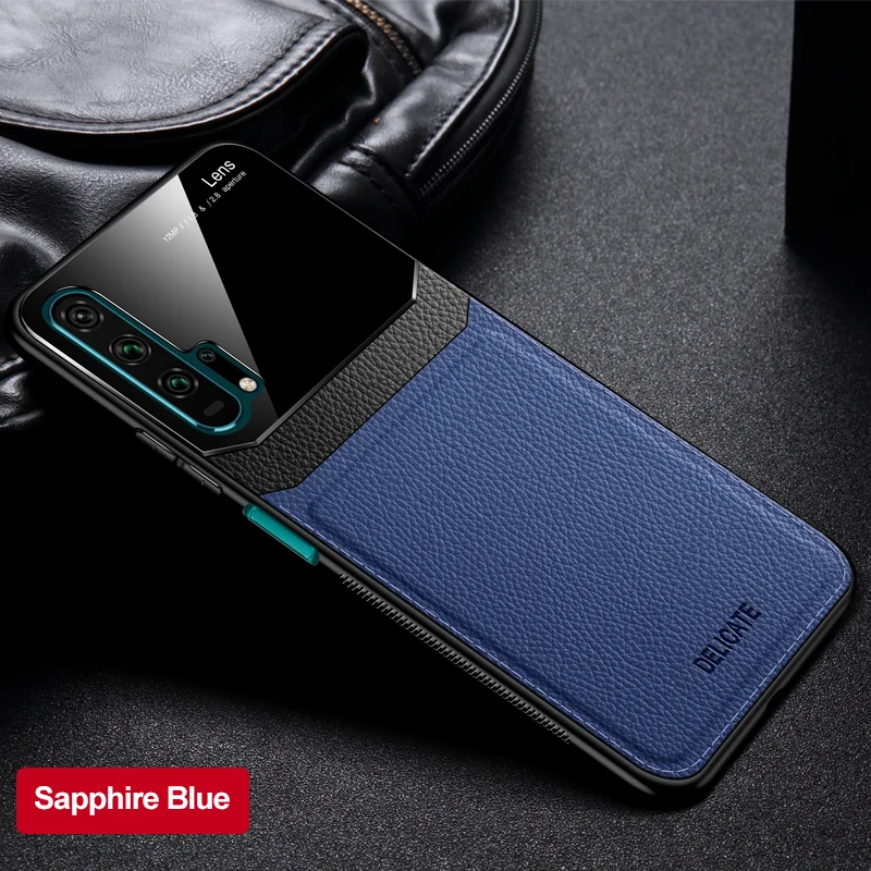 Blue Huawei Honor 20 Pro Чехол Силиконовый ударопрочный бампер из искусственной кожи плексиглас задняя крышка для Honor 8X9 10 Lite V20 V10 Play Note 10 - Цвет: Blue