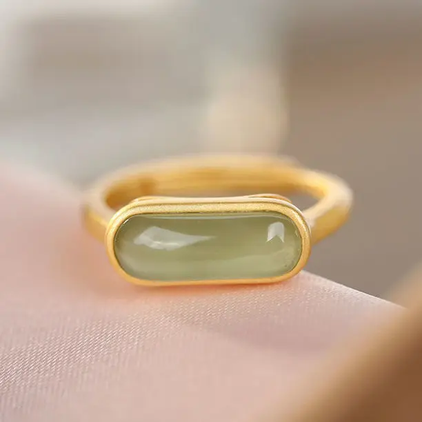 

S925 Sterling Silver Gray Jade South Red Ring Graceful and Fashionable Geometric Small Exquisite Bracelet Agate Simple Women's J