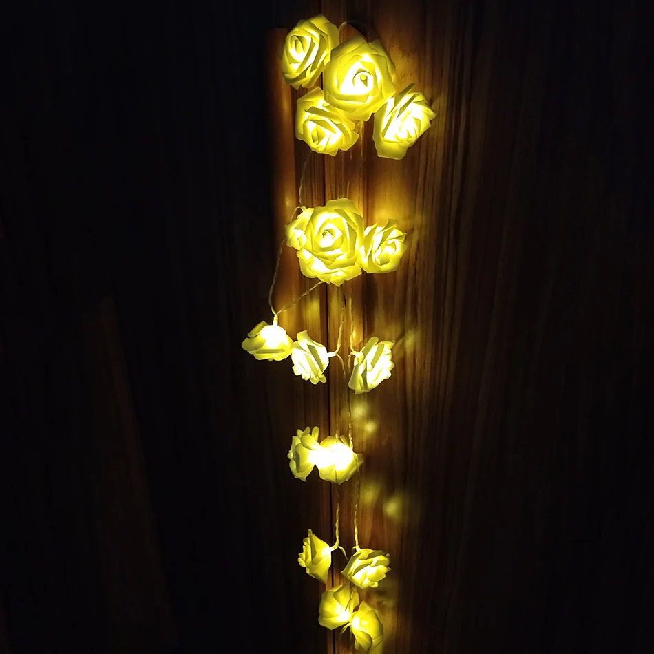 Classic White Rose Garland with Led Light for Wedding Event Party Decoration floral Decorative New Year Flower | Дом и сад