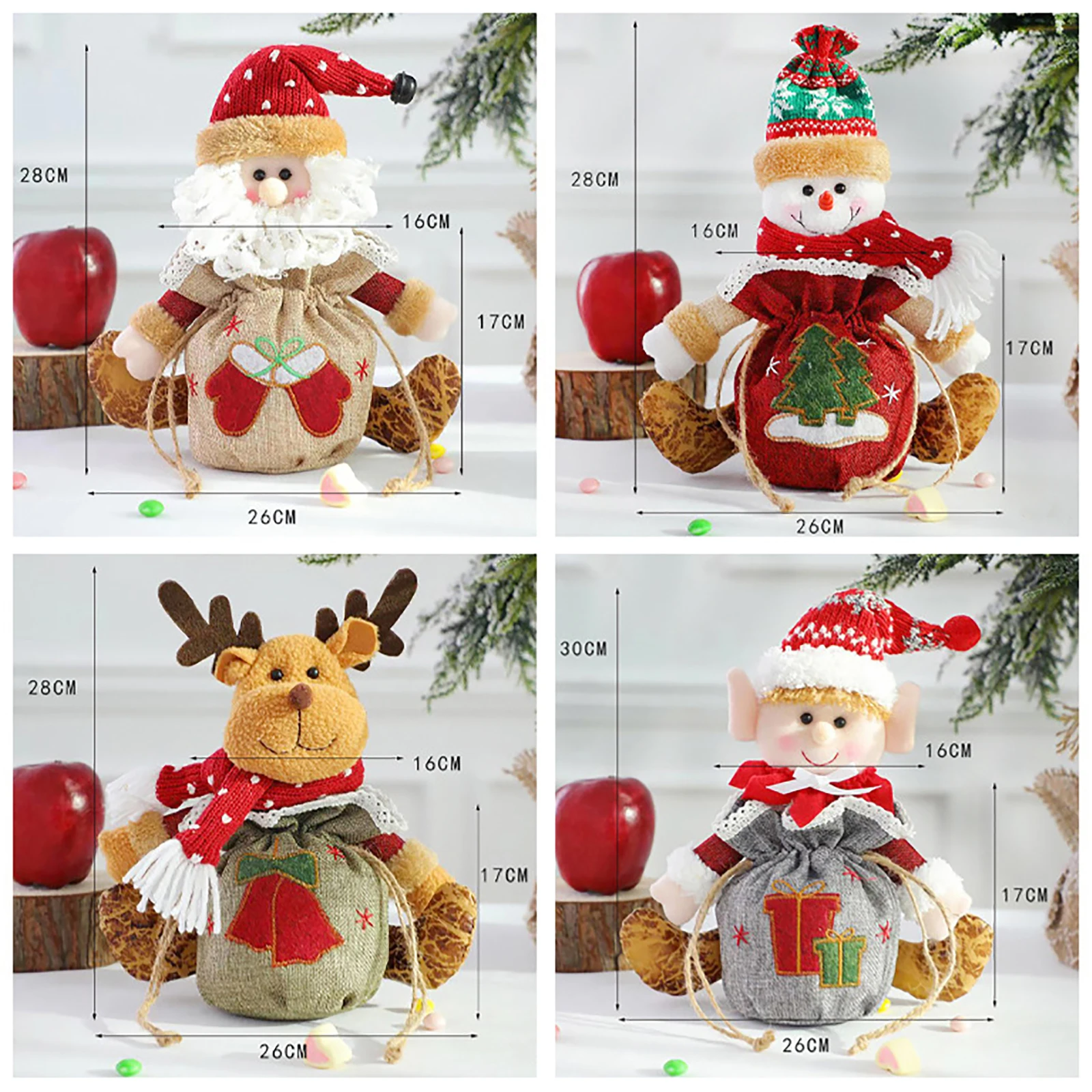 

New Year 2022 SantaChristmas Candy BagFor Christmas Tree Gift Box For Christmas Elk Doll Xmas Decorative Gift Bags