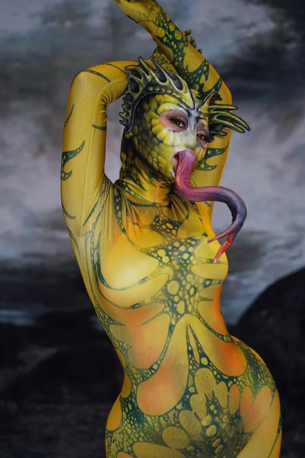 Halloween Animal Cosplay Costume Lady Nightclub Role Playing Lizard Pattern Printing Jumpsuit Club Party Show Jumpsuits |
