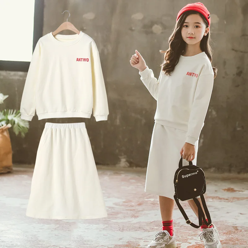 

Beautiful Spring Autumn Children Clothes Baby Girls Sweatshirts + Dress Kids Teenagers Tracksuit Sport Suits Outwear High Qualit