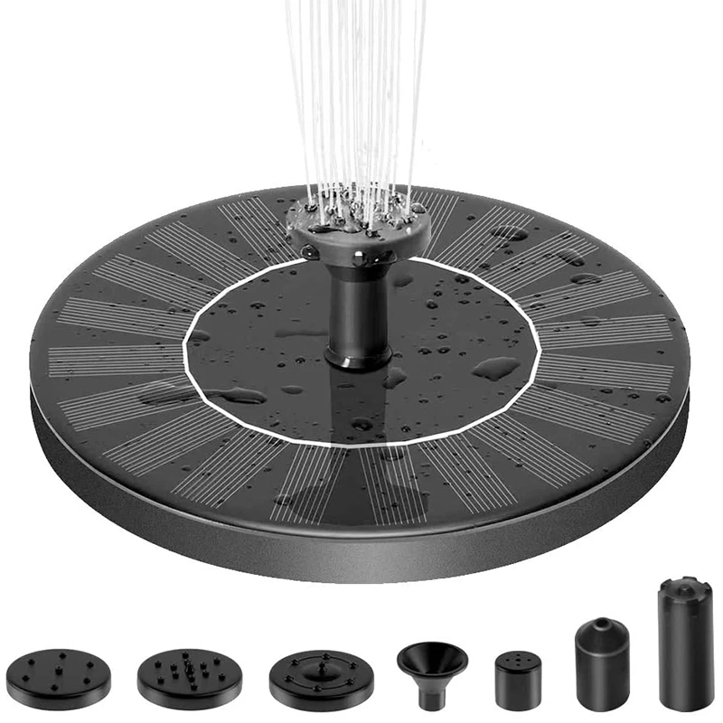 

Solar Fountain Pump, 1.4W Solar Fountain for Bird Bath Free Standing Floating Water Fountain with 7 Nozzles Solar