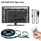 Светодиодные ленты RGB 2835, 5 В, USB, гибкая светодиодная лента, 5 м, светодиодная неоновая лампа с теплым белымRGB для подсветки комнаты, телевизора