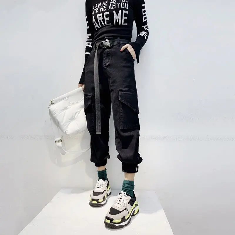 Hot Big Pockets Cargo pants women High Waist Loose Streetwear Baggy Tactical Trouser hip hop 2022 new joggers | Женская одежда