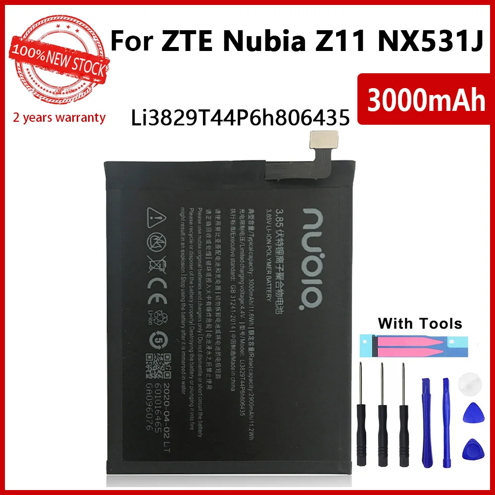 

100% Original 3000mAh Li3829T44P6h806435 For ZTE Nubia Z11 NX531 Phone High quality Battery With Tools