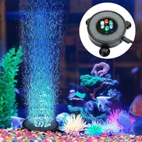 led aquarium air bubble light fish tank air curtain bubble stone disk with 6 color changing ledseu plug