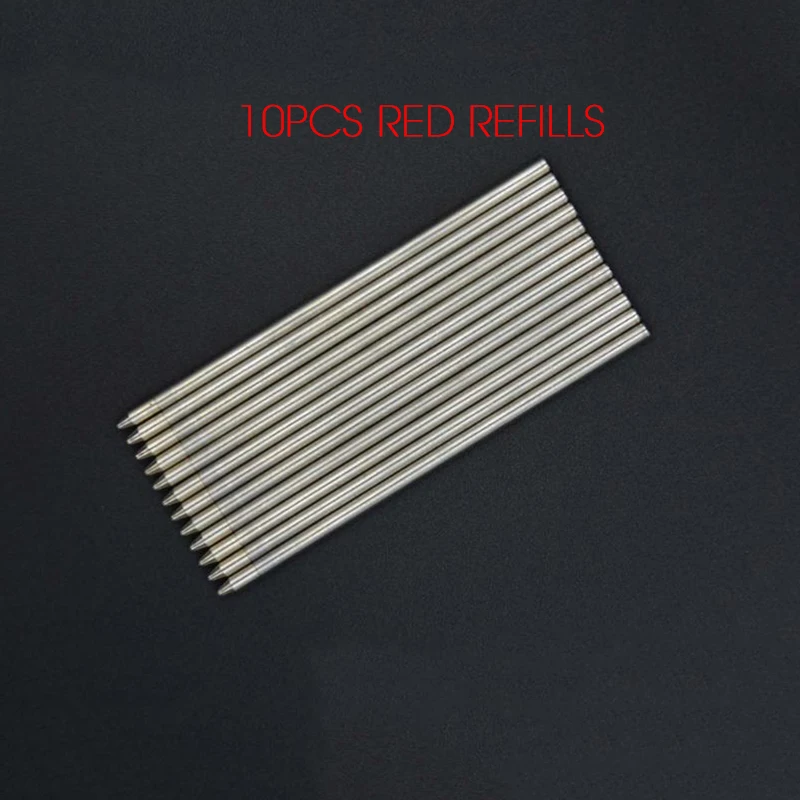 10pcs Red Refills Andstal M& G 3+ 1 полностью Металлическая многофункциональная ручка, Многофункциональный механический карандаш, 3 цвета, шариковые ручки, креативные умные буквы, серебро - Цвет: 10pcs Red Refills
