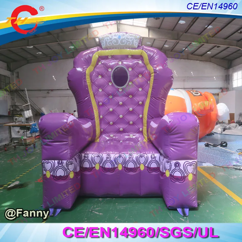 Бесплатная доставка двери Фиолетовый Новый надувной трон стул король и королева