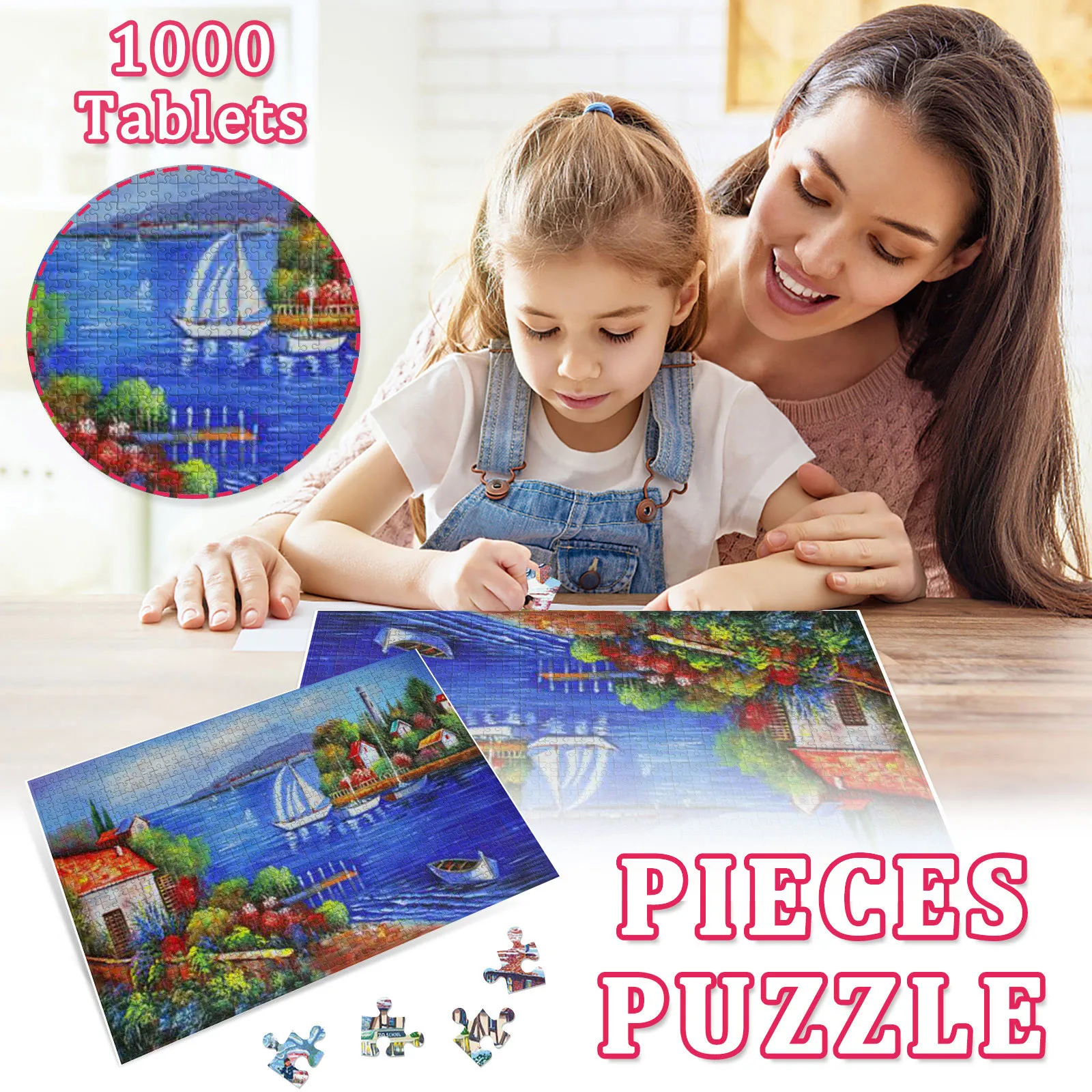 

HIINST 1000pcs Colorful Lake View Picture Jigsaw Puzzle Toys Kids Educational Toy Adult Building Block Game 2021