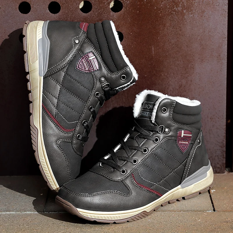 Модные мужские зимние ботинки плюшевые теплые уличные кроссовки