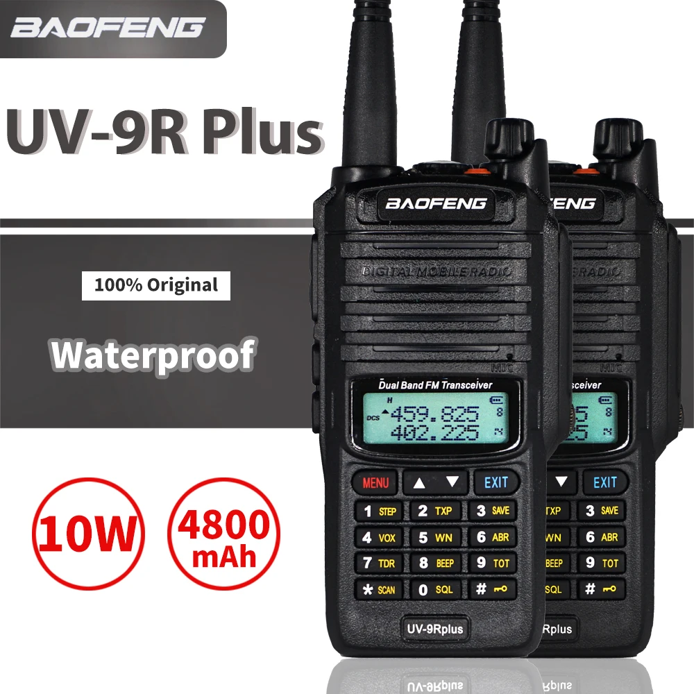 2pcs 10W Baofeng UV-9R plus Walkie Talkie High Power Two Way Ham Radio Portable Dual Band cb Radios Waterproof Hunting Talkie