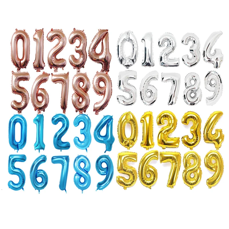 32 дюймов Большой Размеры воздушные шары из фольги в виде цифр гелиевые