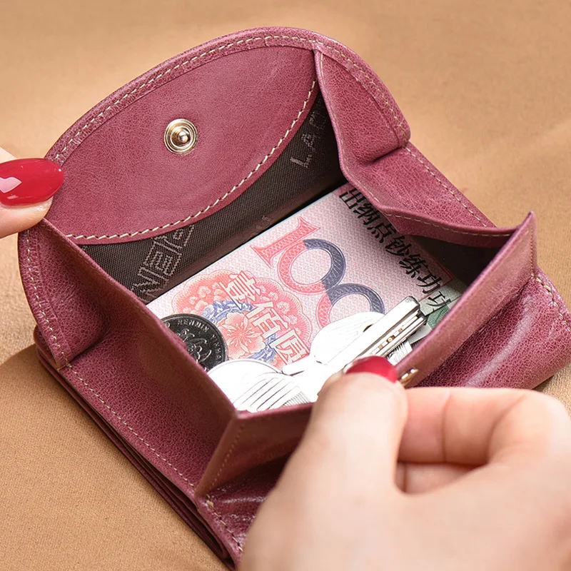 LAORENTOU брендовый женский короткий кошелек из натуральной кожи в стиле ретро