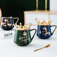 queen of everything mug with crown lid and spoon ceramic coffee cup gift for girlfriend wife cute coffee mugs and cups