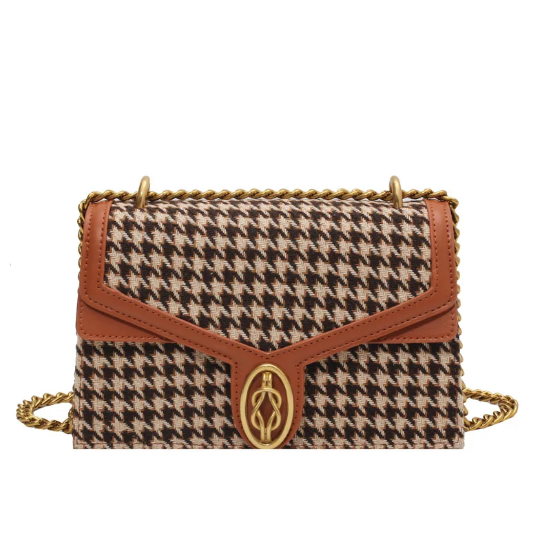 

2021 new brand luxury ladies shoulder bag designer houndstooth classic small square bag ladies shoulder messenger bag