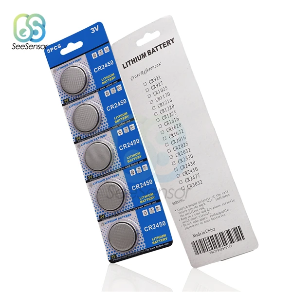 CR2450 5 шт. Кнопочная батарея CR2032 CR2025 CR2450 CR1220 CR1620 3 в кнопочная батарейка литиевая батарейка часы компьютерная игрушка пульт дистанционного управления - Цвет: CR2450