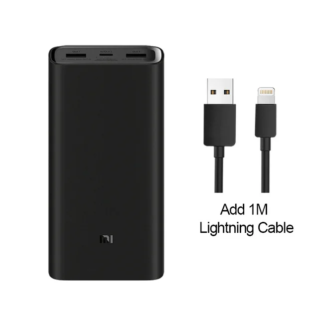 Add Lighting Xiaomi power Bank 3 20000 мАч порт выход PD быстрое зарядное устройство Внешний аккумулятор Xiaomi 20000 мАч power bank для ноутбука - Цвет: Add Lighting