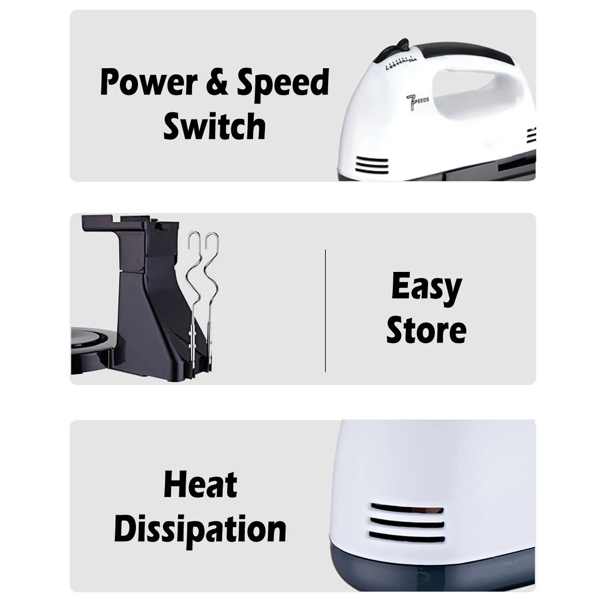 

7 Speed Electric Food Mixer 2L Stainless Steel Bowl Whisk Egg Blender Dough Mixer Bread Cream Maker Machine Kitchen Cooking Tool