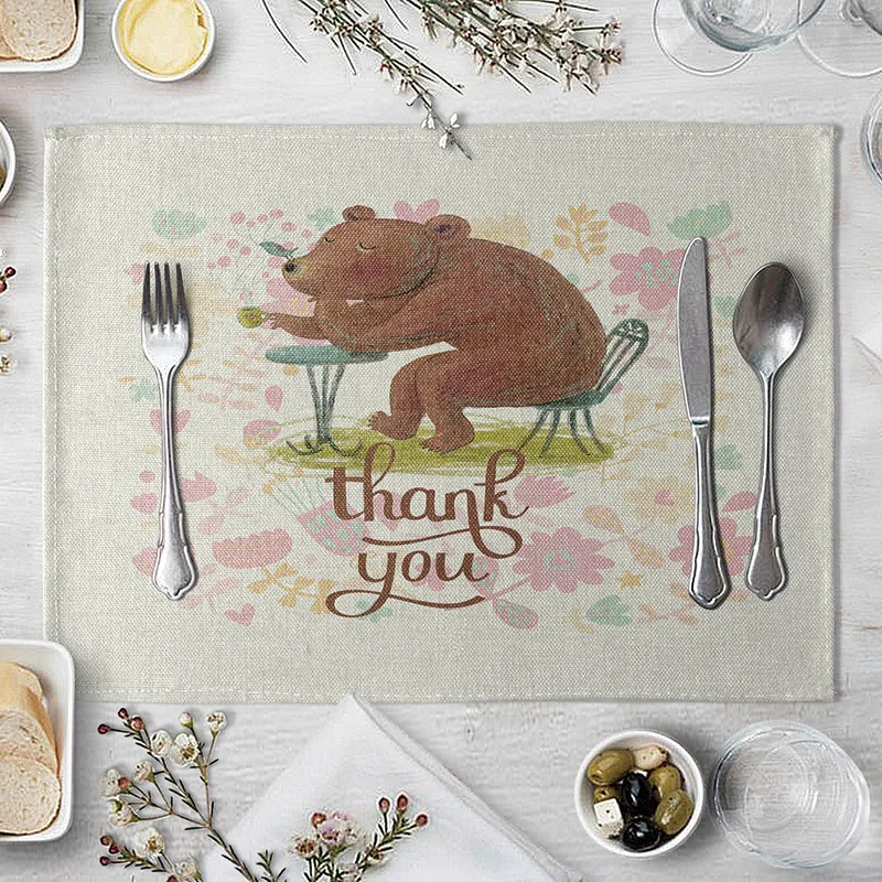 Мультяшный коврик для стола с рисунком животных Кухонное украшение подстилка