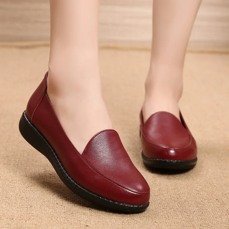 Женская обувь на плоской подошве Лоферы 2021 Лето круглый носок из натуральной