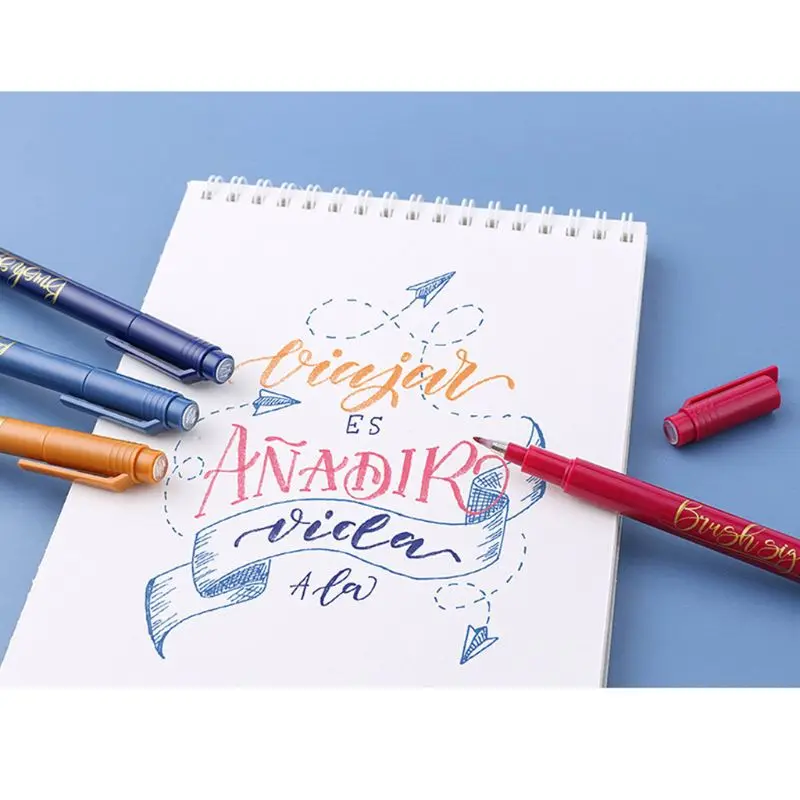 

12 Color Calligraphy Marker Brush Pen Small Regular Script Art Drawing Signature Dropshipping