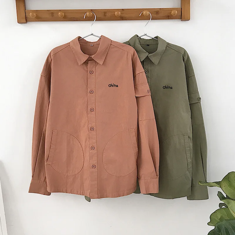

Autumn Men's Solid Colour Casual Shirts Men's Long Sleeve Loose Trend Joker Simple Casual Shirts Hong Kong Style Handsome Shirts