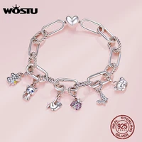 wostu 925 sterling silver mini pendant butterfly cat sloth ladybug animal charm pony bead fit original bracelet accessories
