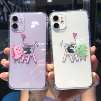 punqzy cartoon cute little animals phone case for iphone 13 12 11 pro max 8 7 plus xr xs x dinosau soft tpu high quality cover