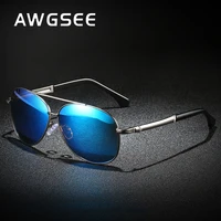awgsee men vintage alloy polarized sunglasses classic brand pilot sun glasses coating lens driving eyewear shades gafas hombre