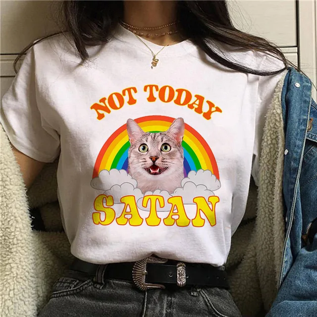 Не сегодня Ария Старк Письмо печати Футболка для женщин Nope Not Today сатана Харадзюку