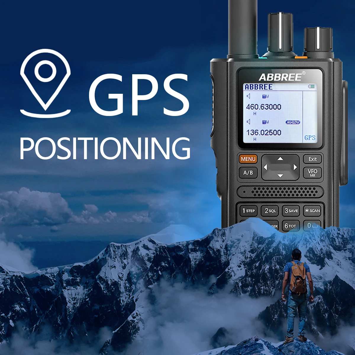 ABBREE AR-F8 GPS Автоматическая копия частоты Walkie Talkie 123-520MHz Полная частота CTCSS