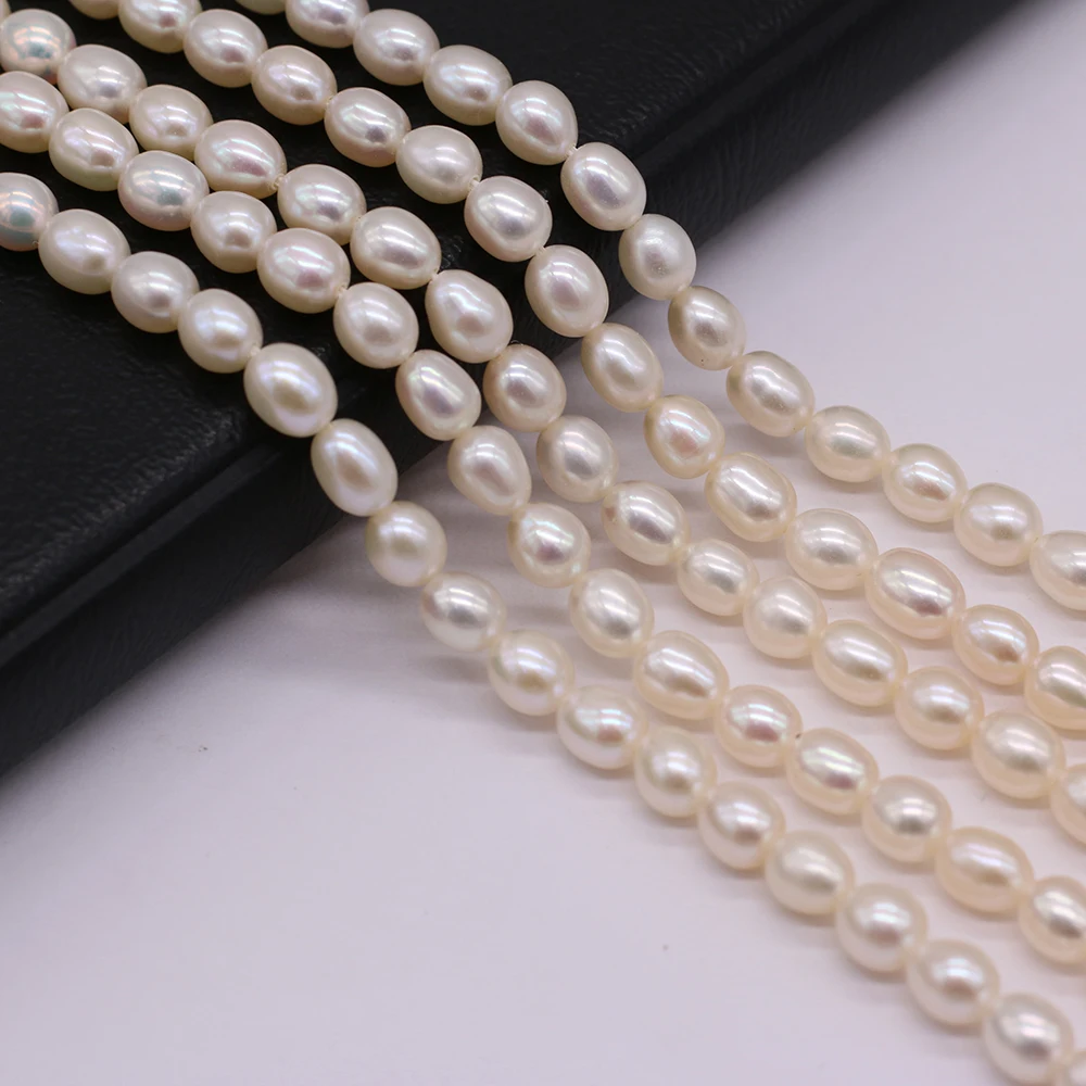

Natural Freshwater Pearl Smooth Rice Beads White Loose Pearls For DIY Charm Bracelet Necklace Jewelry Accessories Making 5-5.5mm
