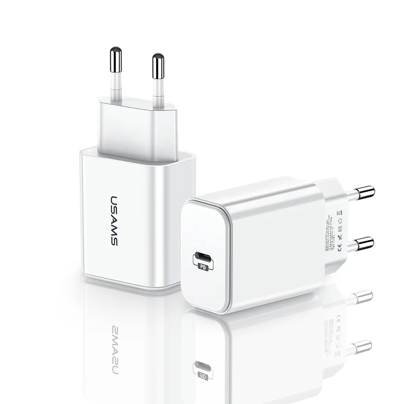 USAMS EU/US 18 Вт PD быстрое USB зарядное устройство Тип C быстрое зарядное устройство для iPhone X XS XR 8 зарядное устройство для мобильного телефона huawei samsung адаптер - Тип штекера: EU Plug