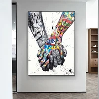 graffiti wall art lover holding hands oil paintings on canvas street art posters artwork canvas pictures for home decor