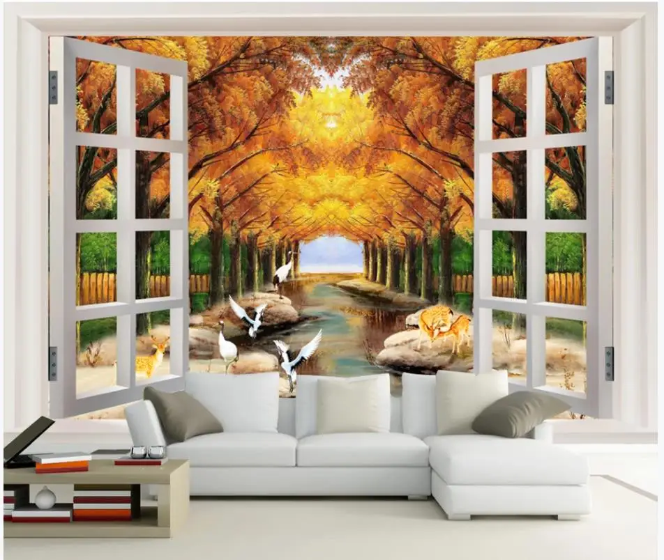 Настенные обои по фото индивидуальному заказу 3d фрески для стен окон пейзажа