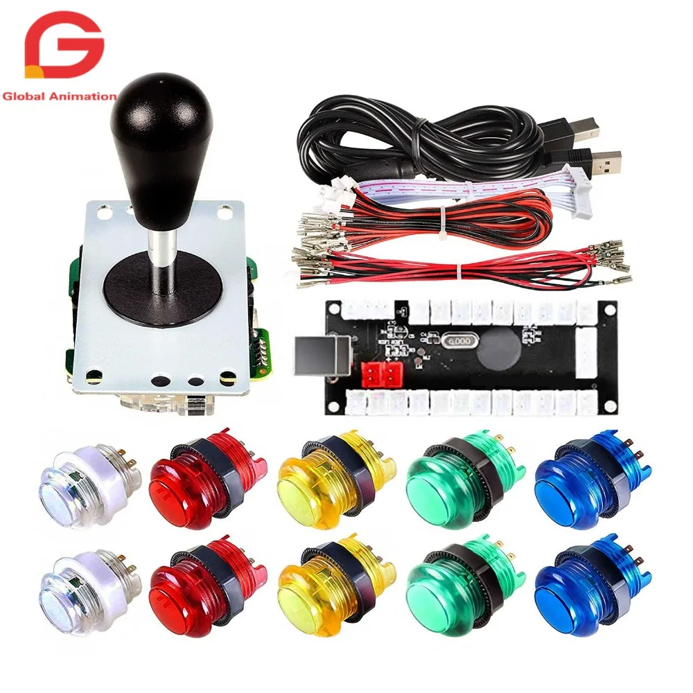 1 плеер Аркада DIY Kit эллипс Шариковая Ручка Джойстик + светодиодная кнопка USB
