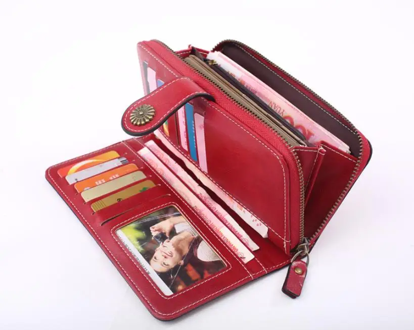 Бесплатная доставка горячая распродажа женский кожаный клатч-портмоне длинный