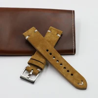 Ремешок замшевый для мужских часов, сменный браслет ручной работы для наручных часов, цвет коричневый/кофе, 18 мм 20 мм 22 мм 24 мм