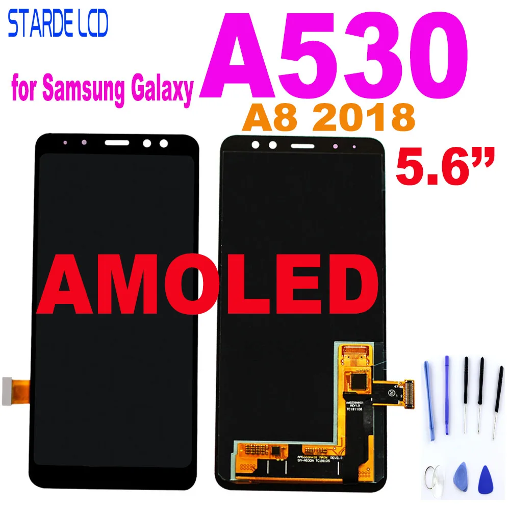 Оригинальный AMOLED 5 6 ''ЖК дисплей для SAMSUNG Galaxy A8 2018 LCD A530 ЖК сенсорный экран
