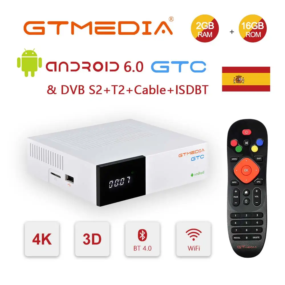 Спутниковый ТВ приемник GTmedia GTC Android 6 0 приставка DVB S2/T2/кабель Amlogic S905D 2 ГБ 16 декодер