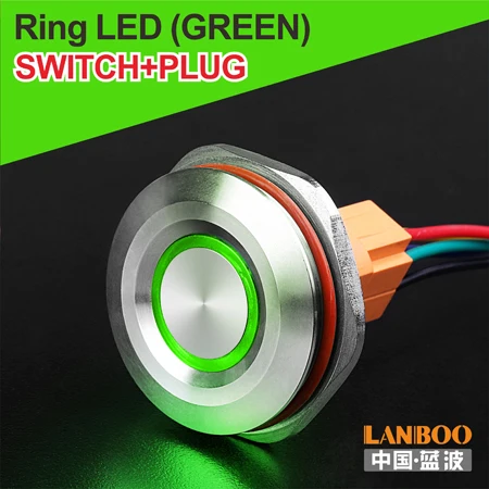 G Ring Button Plug LANBOO 40 мм кнопочный переключатель вкл. Выкл. 1NO1NC SPST или 2NO2NC DPDT водонепроницаемый переключатель с разъемом провода - Цвет: G Ring Button Plug