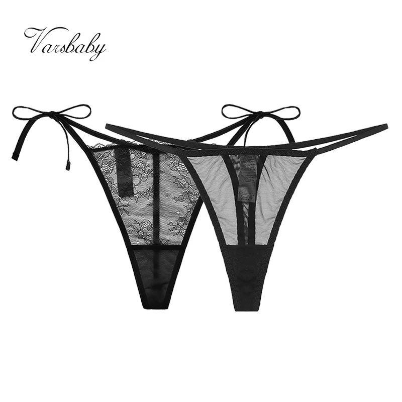 

Varsbaby 2Pcs/Lots Women Fashion Lace Thong Comfortable Simple Sexy Ultra-thin Panties