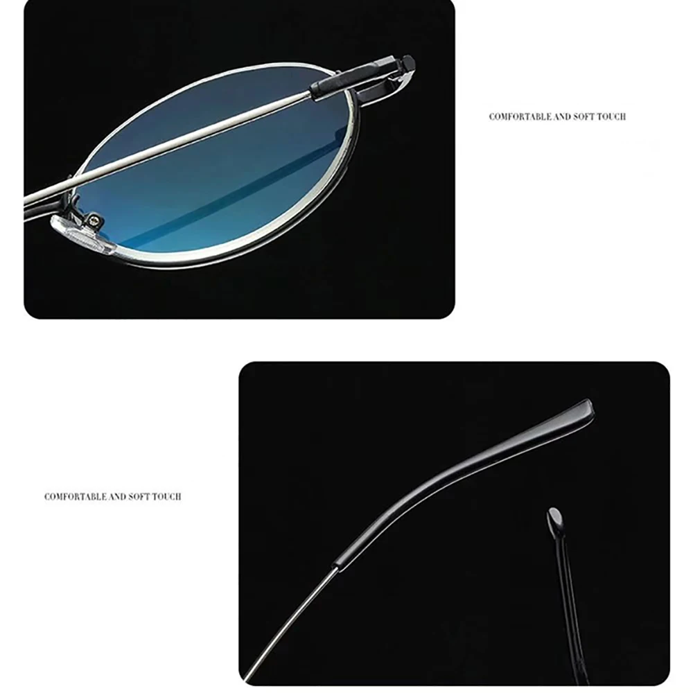 Kann Blume Oval Design Anti-Blau Licht Lesebrille Retro Runde Presbyopie Brillen Halb Rahmen Hyperopie Brillen Unisex + 3,5 – Detail 6