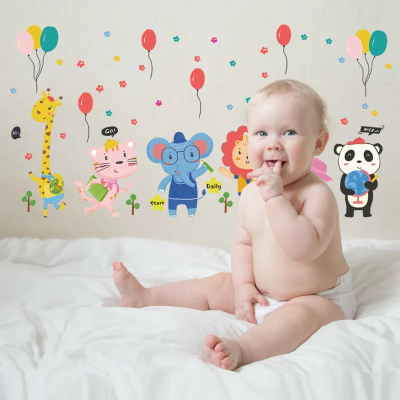 Мультфильм Жираф Лев наклейка со слоном для детской комнаты обои s настенные